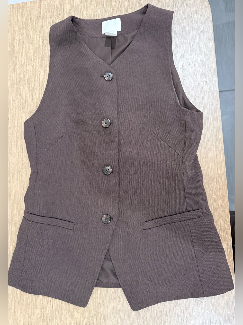 H&M Dark Brown Button-Front Knit Top